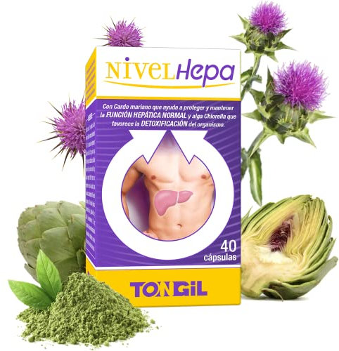 Nivelhepa 40 Cápsulas | Cardo Mariano, Extracto de Alcachofa, Colina, Chlorella, SAMe y Glutation | Protección y Desintoxicación para el Hígado | Detox para el Higado de TONGIL
