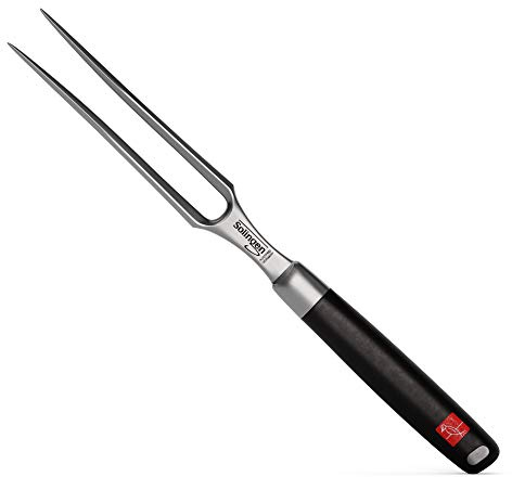 Fourchette à Viande Burgvogel Dents Droites, forgée, 15 cm, Master Line, Fourchette à Griller Inoxydable, Fourchette à Saucisse Lavable au Lave-Vaisselle, Noire, Fourchette à découper