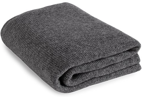 Love Cashmere Pregiata Coperta da Viaggio in Cashmere al 100% (Cashmere Blanket) - Grigio Scuro - Realizzato a mano ad in Scozia