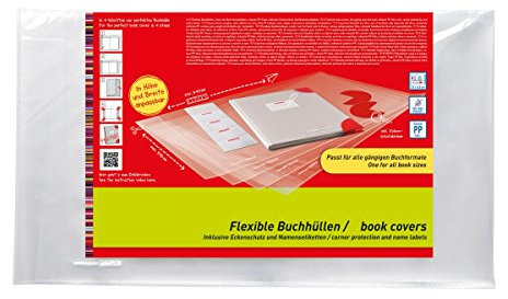 Buchumschläge 10 Stück, 58,5x34cm, Polypropylen (PP), klar, Buchschutz, für Paperback-Bücher