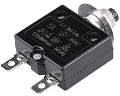 KIMISS Interruptor térmico reajustable 5A, protección sobrecarga para motores y electrónica, compatible para 8A/10A/15A/20A/30A