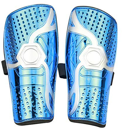 Aseok - Paire de protège-tibias légers et aérés pour enfants et adolescents de 6 à 12 ans - bleu et jaune , style 1