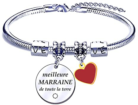 POIUYTRE Cadeau Noel Marraine Cadeau Femme Cadeau de Noël Bracelet en Acier Inoxydable Bracelet Cadeau Idée Cadeau Jour de Pâques/Baptême - Meilleurs Bracelets Marraine