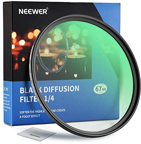 NEEWER 67mm Black Diffusion 1/4 Filter Schwarze Diffusion Träumerischer Kinoeffekt Ultradünner Kameraobjektivfilter/Wasser&Kratzfestes/Optisch HD Glas/30 Schichten Nanobeschichtungen