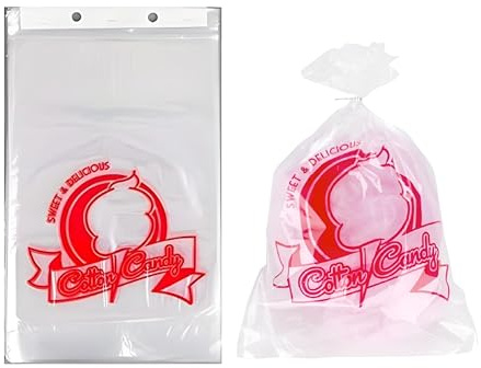 Concession Essentials Cotton Candy Bags-300CT with Twist Ties, 0.5 Height, 18 Width, 12 Length (Pack of 300)