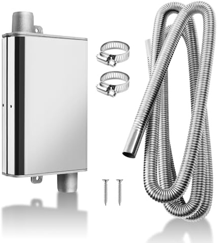 MaxEarn 250cm Stainless Steel Diesel Heater Exhaust Pipe+Upgraded Muffler | Air Diesel Heater Exhaust Pipe with 2 Clamps, Auto Parking Auxiliary Heater Accessories for Diesel Gas Vent Hose Heating