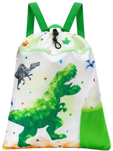 WAWSAM Mochila Cuerdas Infantil de Dinosaurios - Mochila de Cuerdas Impermeable Bolsa de Gimnasia para Niños Bolsa Dscuela Yoga Playa Viaje Natación Mochila con cordón