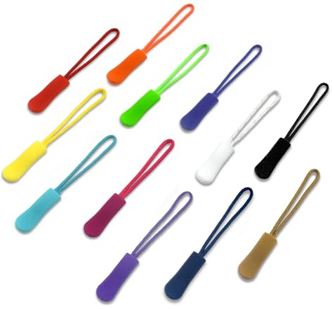 SHRJ 120Pcs Pulls Nylon Cord Zipper Tag Extension Pulls Fixer Cord Zipper Tag Replacement for Clothes, Luggage, Backpacks, Jackets, Handbag Tents, Sweatshirt, 12 Colors