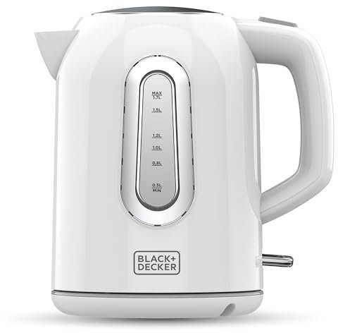Black+Decker BXKE2204E - Hervidor de agua eléctrico, 1.7L, 2200W, base 360º, ligera, autoapagado al hervir, visor de agua, resistencia oculta, filtro extraíble, ligera.