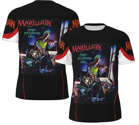 Mar*Ill*i*on T-shirt Ba*nd doux à manches courtes T-shirt décontracté pour hommes, adolescents, garçons, T-shirts à col rond pour fans, Noir , 6X-Large