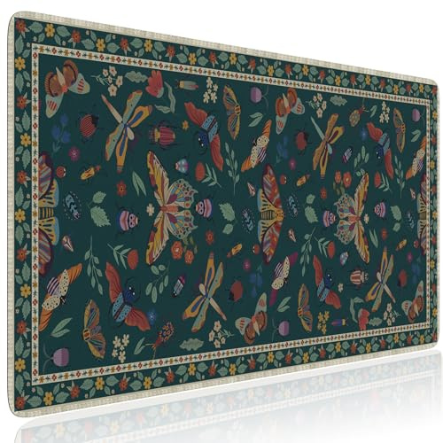 HAOCOO sous-Main pour Clavier et Souris, Grand Tapis de Souris pour Bureau, Tapis de Clavier antidérapant avec Coutures sur Les Bords, Tapis de Souris XXL pour Bureau (Vert foncé)