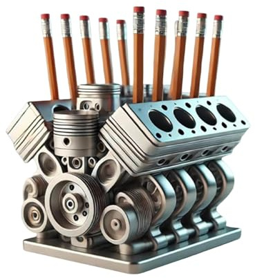 Pavsicgn Porta della penna con motore V8, supporto a matita,Archiviazione del design del motore V8 per matita | Organizzatore di penna per scrivania, stand di biglietti da visita per amici di famiglia