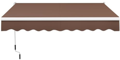 FANTASK Auvent à Bras articulés de 3 x 2,5 m - Store de Balcon - Store de terrasse - Store à Serrage avec matériau résistant aux UV et à l'eau - Cadre et manivelle en Aluminium (Marron)