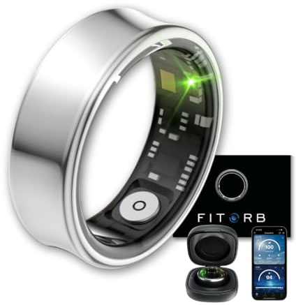 Fitorb Smart Ring Pro - Das Original. High-Tech Fitness- & Gesundheitsring, Schlafanalyse, 24/7 Aktivitätstracking. Temperaturmessung, Stress. Proberinge. (Neptun, Silber, 20,0 mm (10))