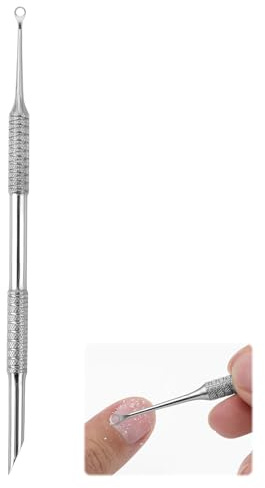 2-in-1 Manicure Cuticle Pusher,Stainless Cuticle Pusher Tool,Loop & Beveled Head Cuticle Remover Tool,for Lifts and Removes Cuticles