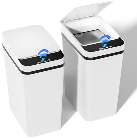 Dreamhigh® Set di 2 bidoni della spazzatura elettrici con sensore, 12 l, coperchio automatico, bidoni smart con 3 modalità di apertura, silenziosi, impermeabili, per cucina, bagno, ufficio, soggiorno