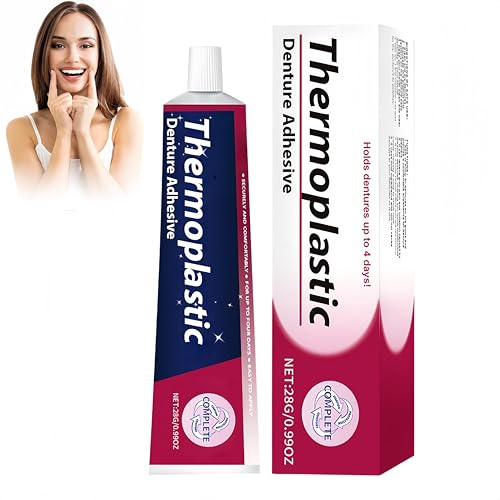 Adesivo termoplastico per protesi, colla per la riparazione di dentiere, tenuta confortevole, migliora il comfort orale, facile da usare, per protesi totali e parziali, 28 g (1Pezzo)