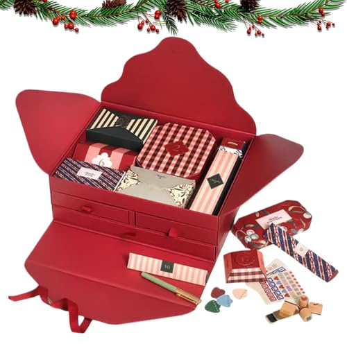 Calendario de Adviento de Navidad, artículos de papelería, 24 días, accesorios de escritura, decoración de escritorio, calendario de cuenta regresiva, para proyectos creativos, estudiantes, profesores