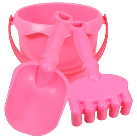 GALPADA Ensemble 3 Pièces D'outils de Jardinage pour Garçon et Filles Pelle, Râteau et Seau en Plastique Rose, Compact et Multifonctionnel pour Planter des Fleurs en Extérieur