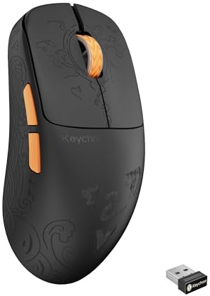 Keychron G3 8K Carbon Fiber Wireless Gaming Mouse, 30000 DPI - PAW 3950 Sensor, 47±3g Ultra-Lightweight, Wired/BT/2.4GHz, 160Hr Battery Life, 5 Programmable Buttons, Windows/Mac/Linux - Black