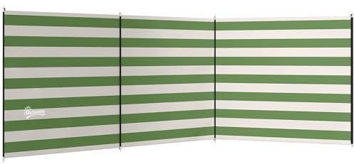 Outsunny 4 Pole Camping Windbreaks Carry Bag 540cm x 150cm | Beach Wind Shield Shelter, Windbreaker, Steel Poles, Outdoor Caravan Privacy Shield