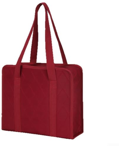 Madam - Borsa per raccoglitori multitasche con cerniera per lavori di cucito, custodia organizer in tessuto rosso adatta a 3 raccoglitori ad anelli e sistemi di custode, spaziosa conservazione con