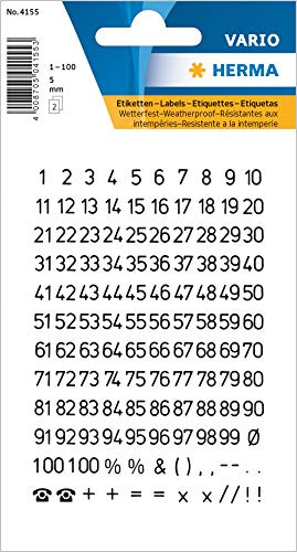 Herma Numeri 5 MM 1-100 Meteo Trasparente Nero 2/4155