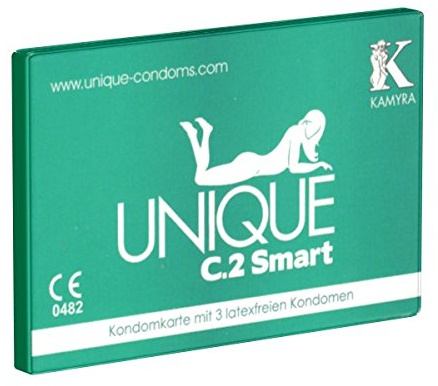 Kamyra Unique C.2 Smart PRE-Erection, latexfree Condoms Made of AT-10, Even Suitable with Oil Based lubes, 1 x 3 pc.