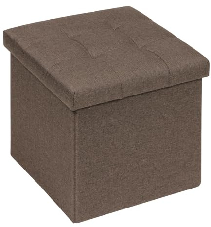Bonlife Soffpall Puff Fotpall Kista Leksakslåda Förvaring Vikbar pall med förvaringsutrymme, brun, 32 x 32 x 32 cm