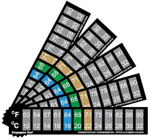 Horizontal Stick On Thermometer Strip, Digital Temperature Display for Fermenting, Brewing, Wine, Beer, Kombucha or Aquariums. 50-90F (10-32C) Adhesive Sticker 5 or 10 Pack (5)