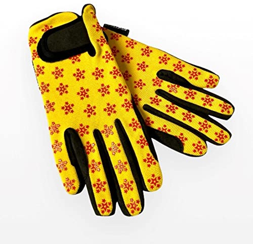Equestified Youth Equestrian Gloves with STAR Design for Girls & Boys Children Gloves All Weather Outdoor Sports Gloves Horse Riding (10-12 Years, Yellow)