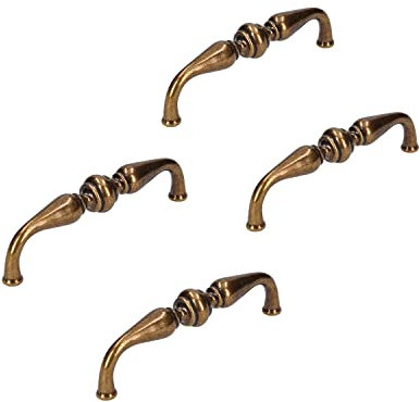 siwitec 4 x Möbelgriff 1757 in Messing brüniert mit 96 mm Lochabstand, Griffe inkl. Passender Anzahl M4 x 25 mm Schrauben