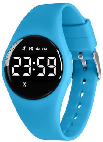 aswan watch digitalklocka, barn, flickor, pojkar, med stegräknare, väckarklocka, stoppur, ljus, datum, sportarmbandsur utan app och mobiltelefon med silikonarmband