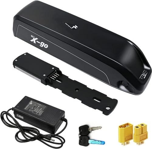 X-go 36V 13Ah Ebike Battery with Charger, Hailong 1 4Pin Lithium Battery Pack for Motor, Electric Bicycle Replacement Battery Compatible with Bafang Voilamart, with Anderson and XT60 Adapter Cable