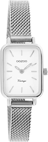 Oozoo Vintage Damen Uhr - Armbanduhr Damen mit 10mm Metallmesharmband - Analog Damenuhr Eckig C20266