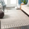 Livabliss Oslo Teppich Wohnzimmer Boho, großer Teppich Schlafzimmer 140x200 cm - Teppich für Esszimmer mit geometrischem Muster, Skandinavischer Wohnzimmerteppich modern in Weiß und Grau