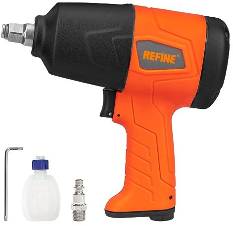 REFINE 1/2 Zoll Druckluft-Schlagschrauber, Druckluftpistole mit maximalem Drehmoment 202 m-lbs, reversibel, Doppelhammer, pneumatische Schlagpistole für Automobilindustrie, Reifenwechsel