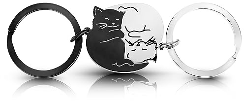 2pcs couple cadeau porte clef chat porte clé kawaii couple cadeau meilleure amie cadeaux amour amoureux pour homme copain femme amitié anniversaire saint valentin copine petit