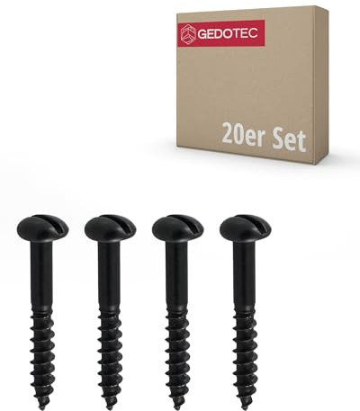 Gedotec Viti decorative per legno in ferro battuto, 20 pezzi, filettatura parziale zincata, testa semicircolare con intaglio 3 x 15 mm, perfette per il restauro di mobili, viti autofilettanti, viti