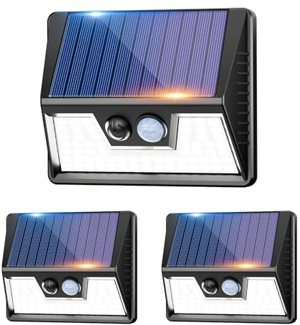 vighep Solar Lights Outdoor Garden - Led Motion Sensor Security Lights IP65 Waterproof, 3 Lighting Modes, Super Bright Pir Flood Lights for Wall Yard Fence Garage - 3 Pack