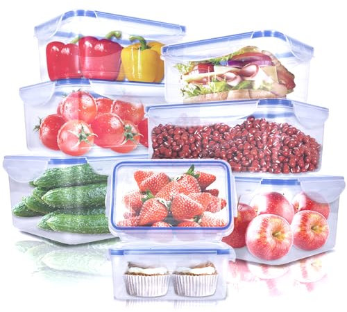 8er Vorratsdosen mit Deckel (8 Behälter, 8 Deckel) Frischhaltedosen für Aufbewahrung Küche,Kunststoff Vorratsdosen luftdicht, BPA-frei Küchenorganizer,Spülmaschinen-, Mikrowellen-, und Gefriergeeignet