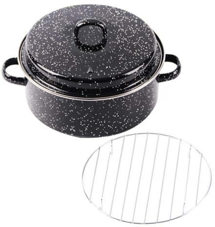 Kichvoe Enameled Roasting Pot with Lid Convenient Cooking Pot for BBQ Sweet Potatoes and More for Garden Parties Family Gatherings and Daily Baking