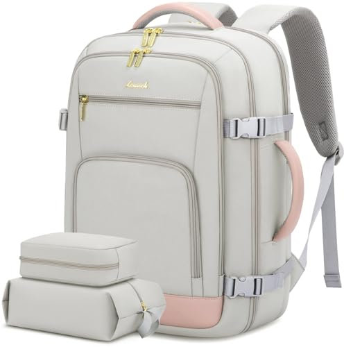 LOVEVOOK Handgepäck Rucksack Flugzeug, 40L Reiserucksack Damen Travel Backpack für 17 Zoll Laptop, Groß Carry On Luggage Tasche Cabin Rucksack für Reise Geschäftsreise Business Wandern Weekend Grau