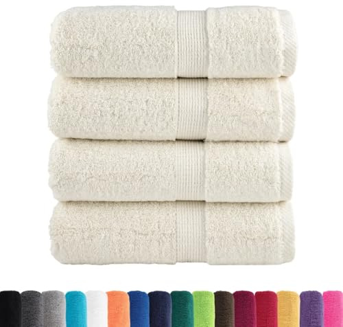 vidaXL Toallas de Invitados 4 uds 100% algodón Crema 30x50 cm 600 gsm, Toalla de baño, Toalla de Mano, toallita de Mano, Toalla de Cara