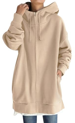 Sweat Zippé Femme Long Veste Sweat a Capuche Femme Sweats à Capuche Zippé Oversize Hoodie Femme Sweatshirts Grande Taille Sweatshirt Femme Sweat-Shirt Ample Manche Longue Zip pour Femme
