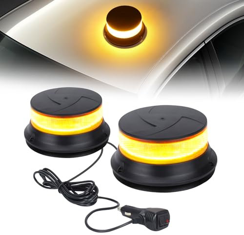 Amber Rooftop Strobe Light 2 in 1, 16 Flashing Mode, 45pcs Led, 15W DC 12-24V Hazard Beacon Flash Safety Warning Lights for Vehicles Trucks Snow Plows Postal Mail Forklift Tractor