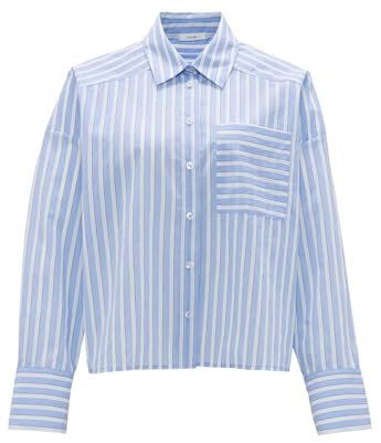 OPUS Damen Langarmbluse | Streifenbluse FOKIA Loose aus leichtem Baumwoll Mix Blue Salt, 38