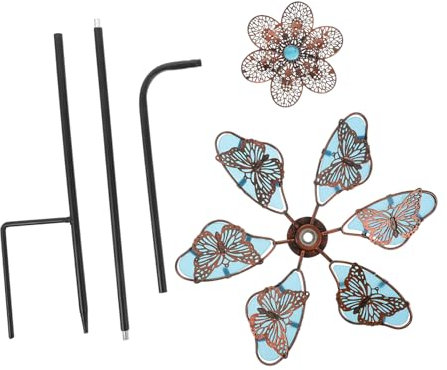 CIMAXIC Butterfly-shaped Dark Windmill Solar-powered Garden Ornament Iron Decorative Windmill