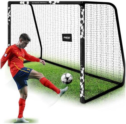Neo-Sport Portería de fútbol para niños y Adultos, con Funda Protectora, 300 x 200 x 120 cm, Color Negro y Blanco