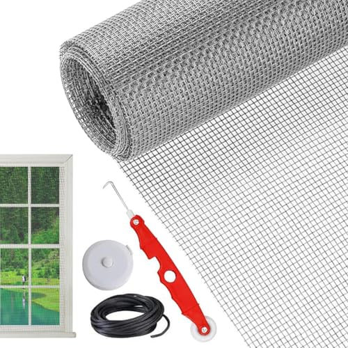 Kit di ricambio per schermo della finestra, rullo di rete, schermo del soffitto, 157 x 47 pollici, rullo ad alte prestazioni, set di riparazione per porta scorrevole, protezione per animali domestici